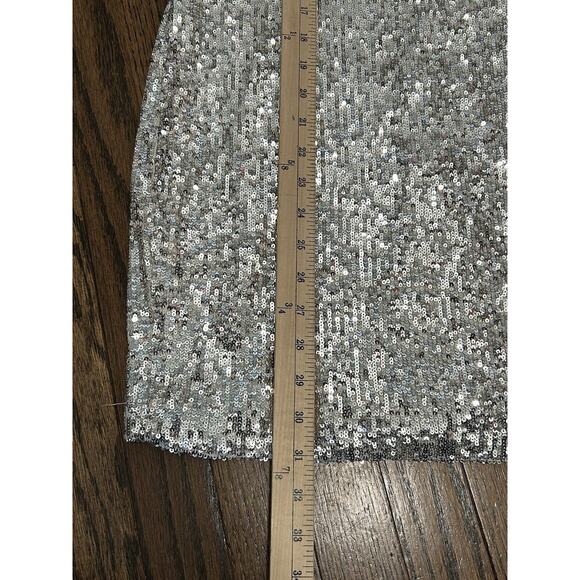 Generation Love Donna Sequin Mini Dress Puff Sleeves Lined Silver Size L NEW - Picture 10 of 10